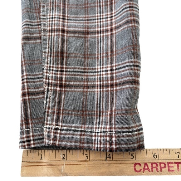 Cotton On Oxford Trouser Plaid Pleated Straight Fit Tapered Ankle Waist Size 32 - Picture 10 of 12